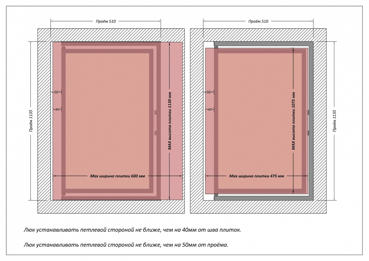 Люк одностворчатый Shagma 50х110 ревизионный под плитку ЛС500x1100В 7 Люк одностворчатый Shagma 50х110 ревизионный под плитку ЛС500x1100В — изображение 7